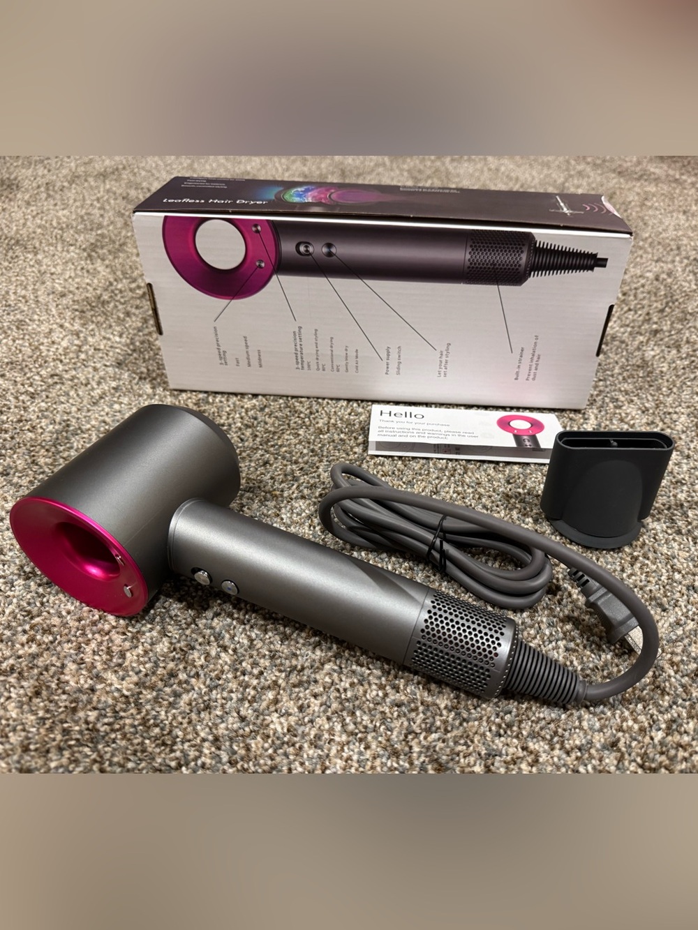 Leafless Supersonic Hair Dryer High Speed Negative Ion: NEW Open Box